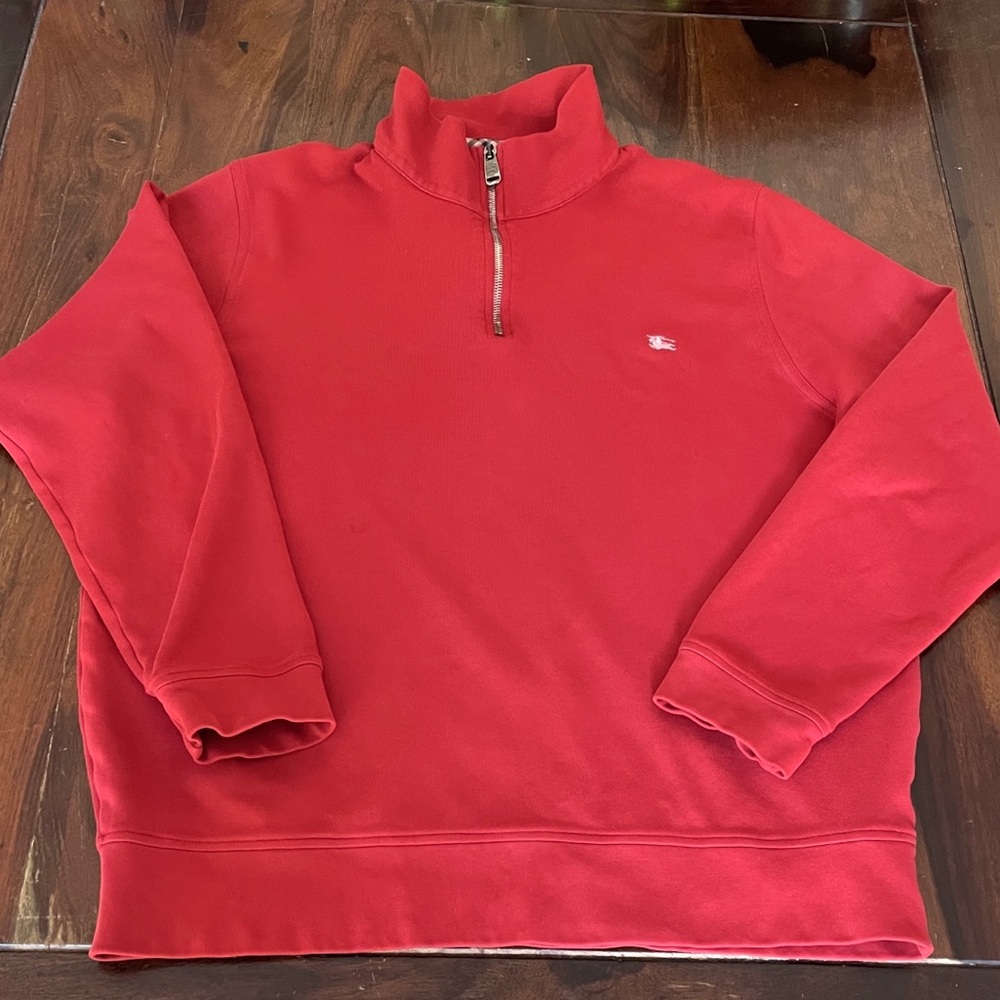 Vintage Burberry Red Half-Zip Pullover Sweater